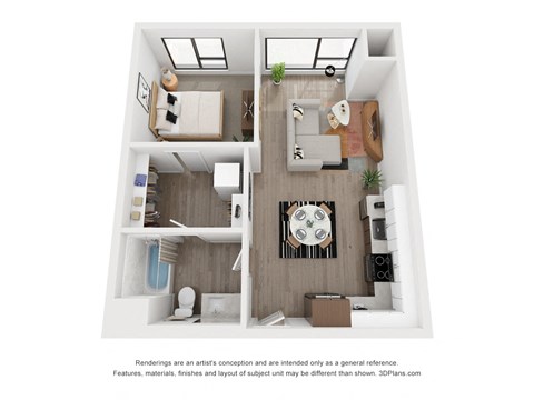 One bedroom floor plan  The Mansion_B2